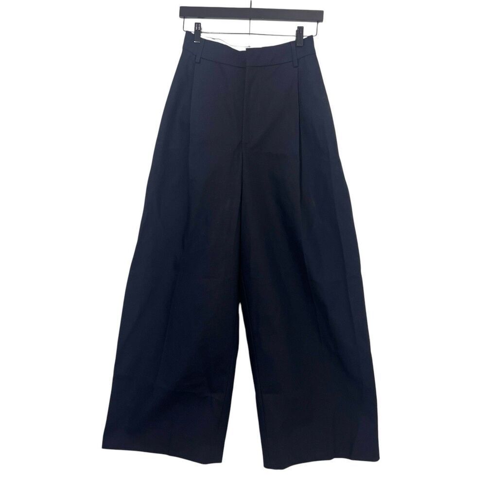 Tommy Hilfiger Chino Pants Womens M Navy High Waist Wide Leg Preppy Academia